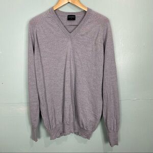 Galvin Green Wool V Neck Sweater Gray‎ Sz XL